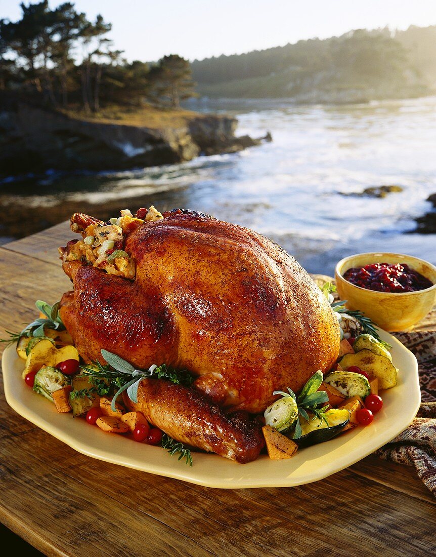 Whole Roast Turkey with View of Monterey