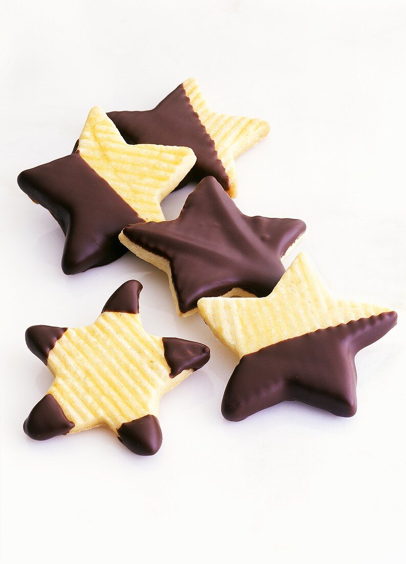 Chocolate Dipped Star-Shaped Cookies