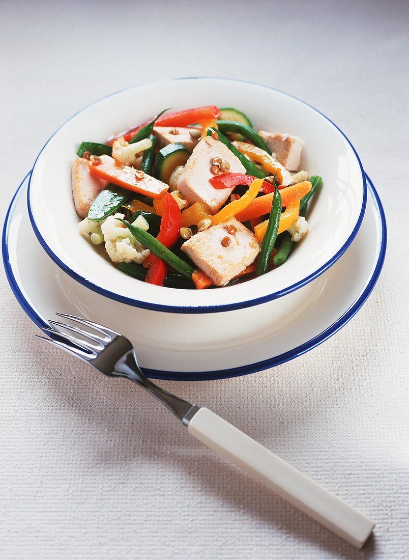 Fried tofu with vegetables