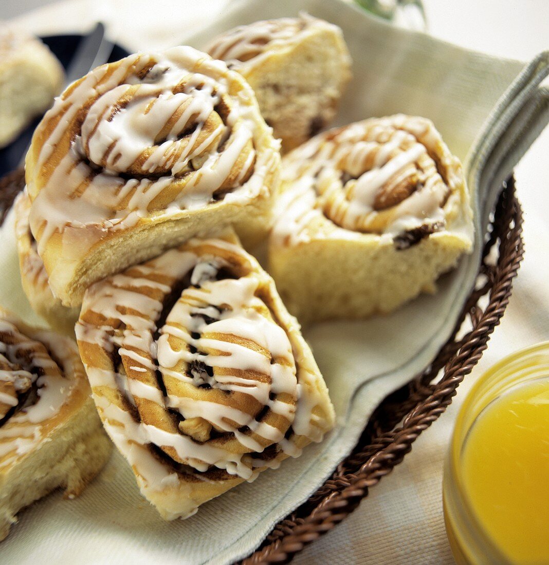 Cinnamon Rolls in a Basket