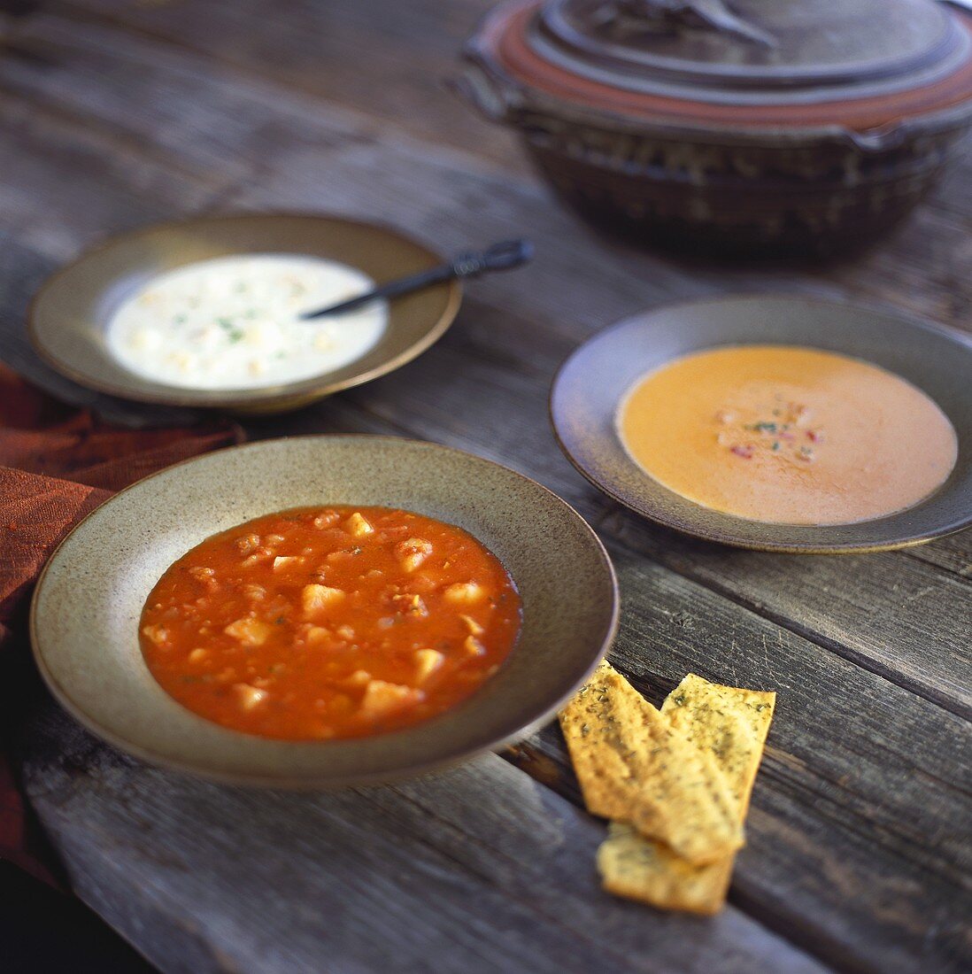 Three Bowls of Assorted Soup