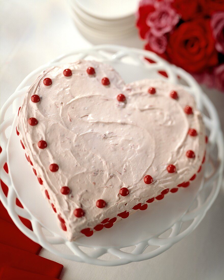 A Heart Shaped Strawberry Cake