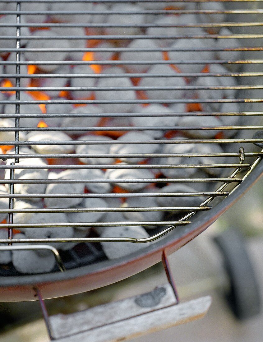 Glühende Holzkohle auf dem Grill