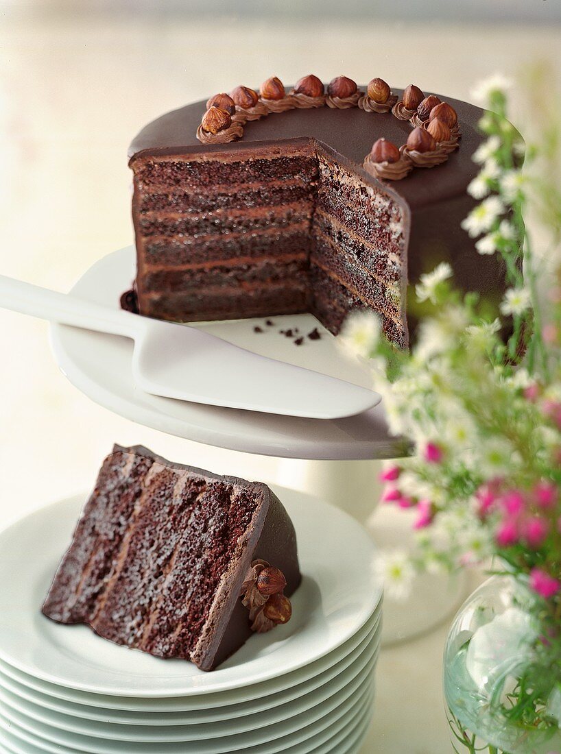 Multi-layer Chocolate Ganache: Slice and Whole