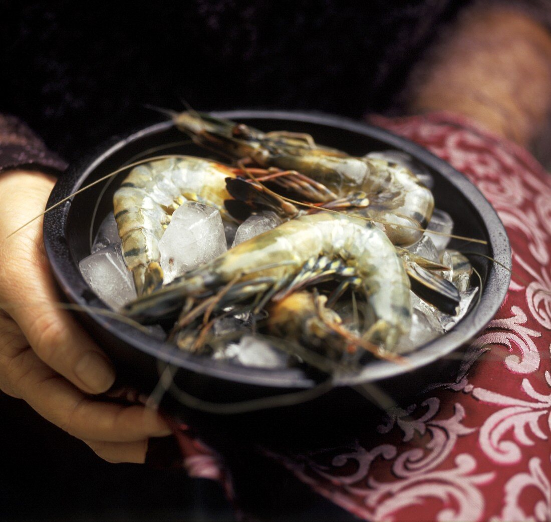 Raw King Prawns on Ice