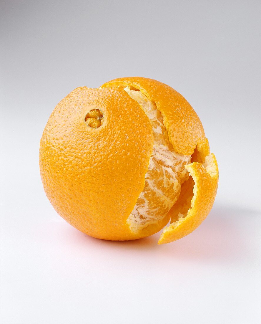 Partially Peeled Navel Orange
