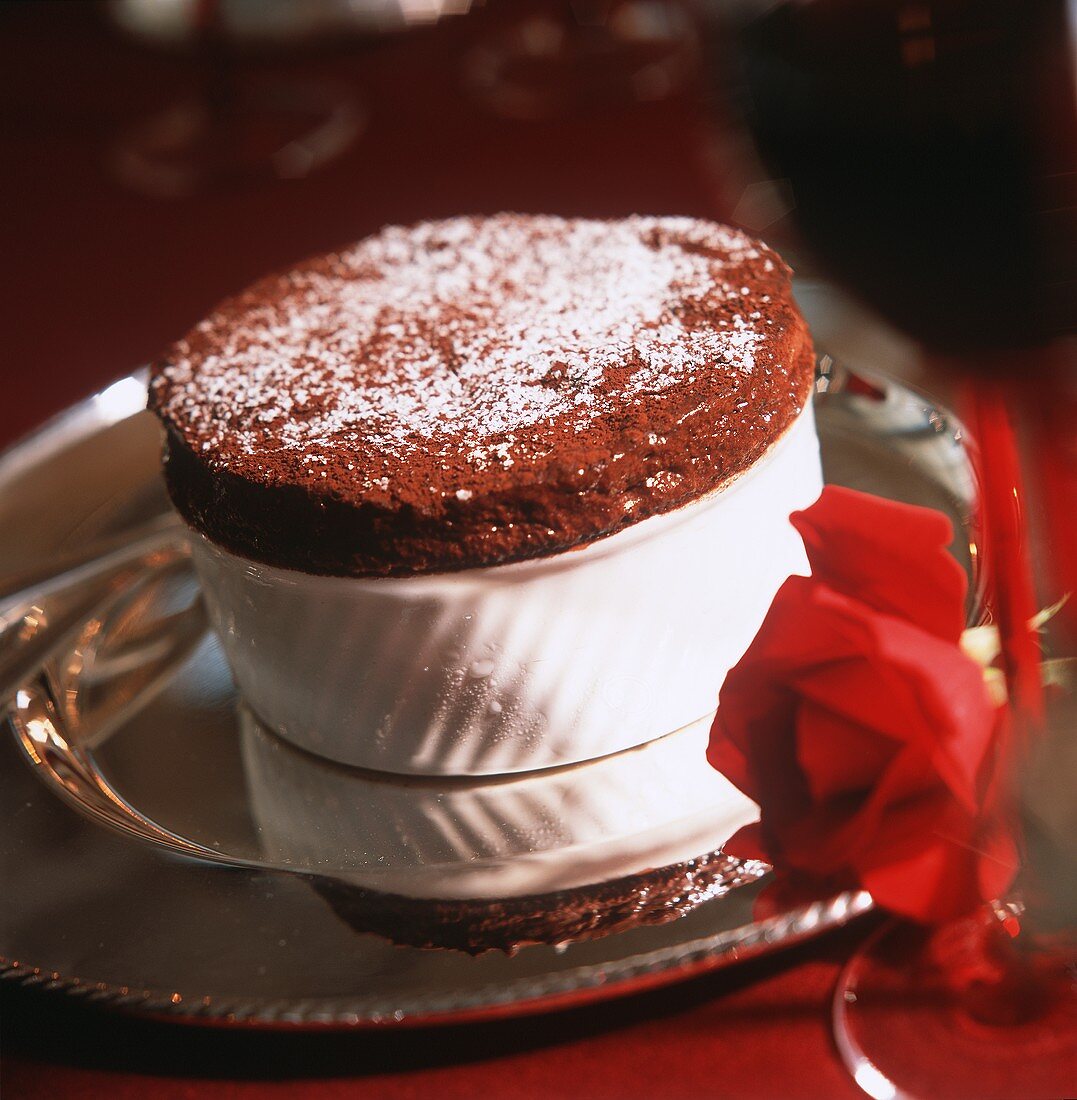 Individual Chocolate Souffle with Powdered Sugar