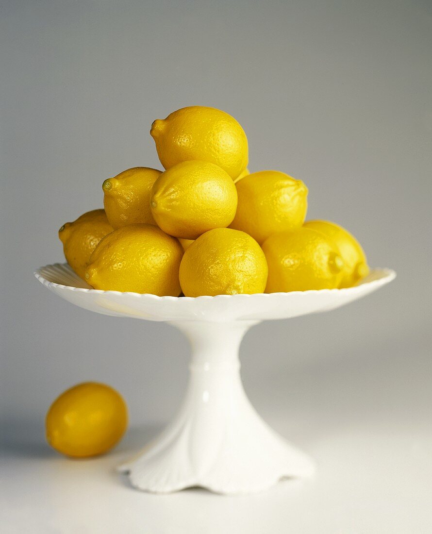 Meyer Lemons in a Pedestal Dish