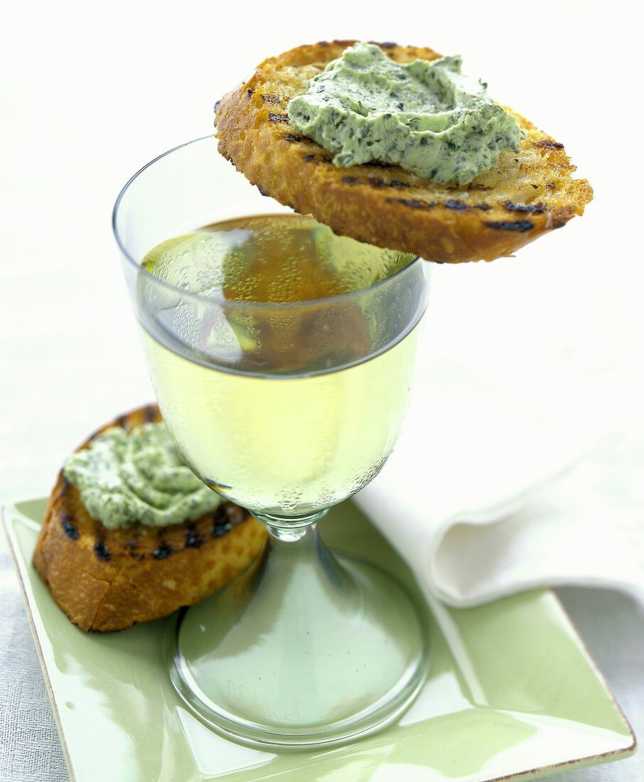 Crostini with Basil Butter