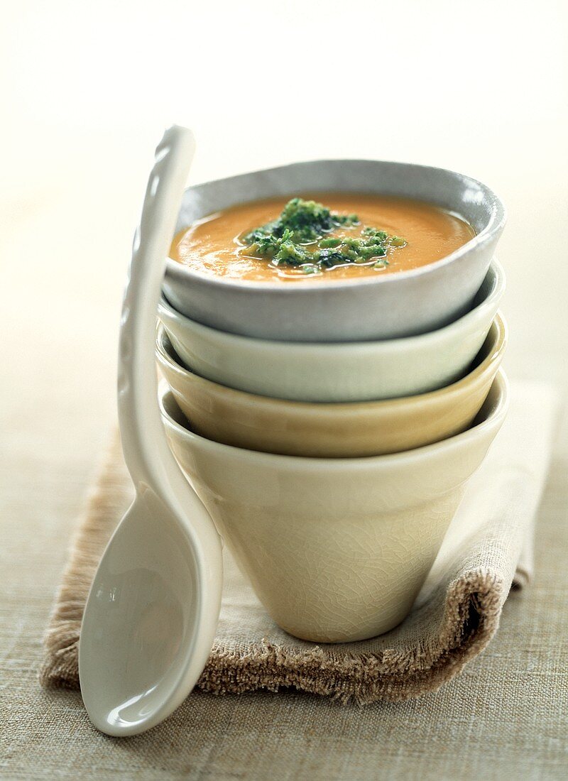 Stacked Bowls with Soup