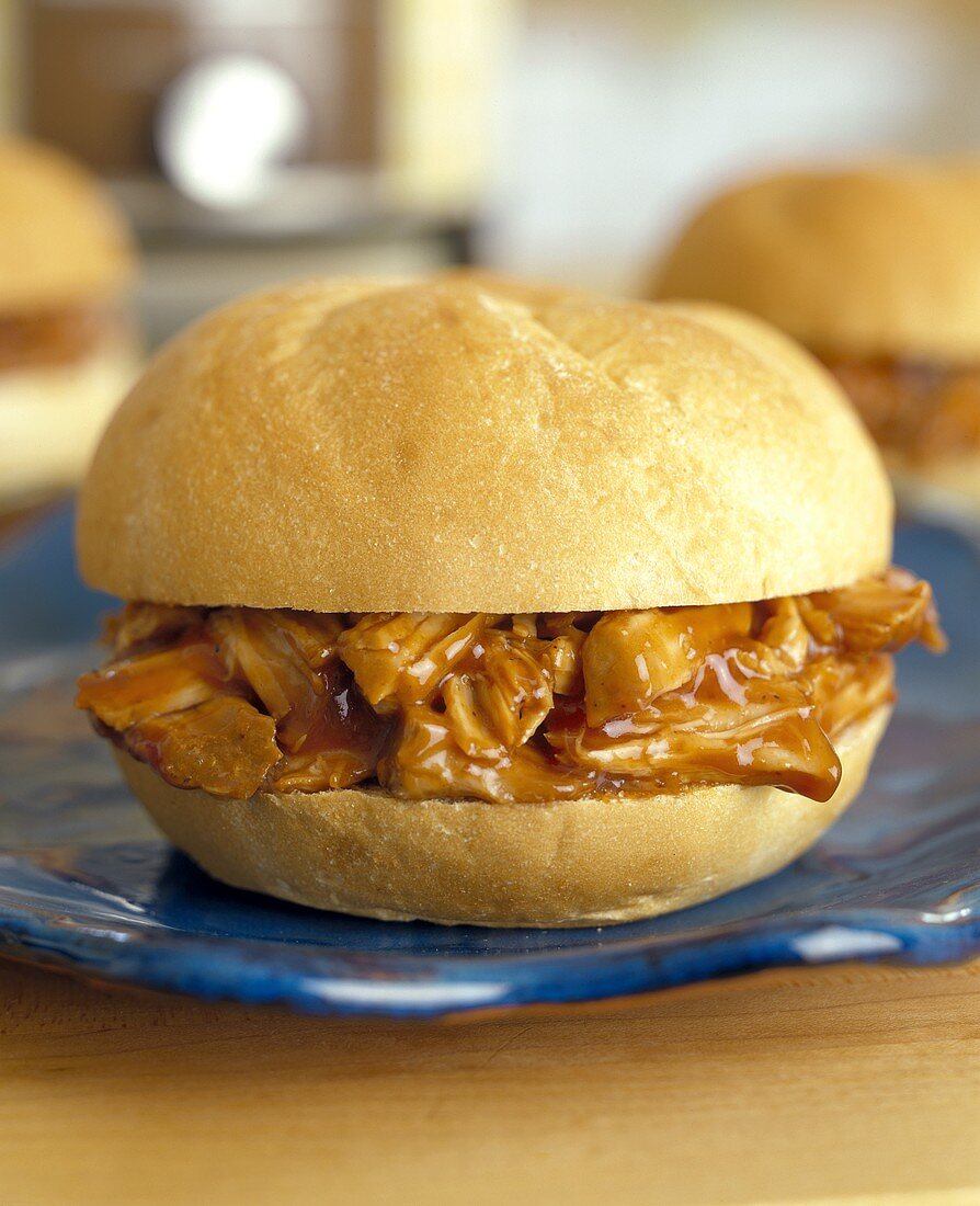 Barbecued Pulled Pork Sandwich on a Roll