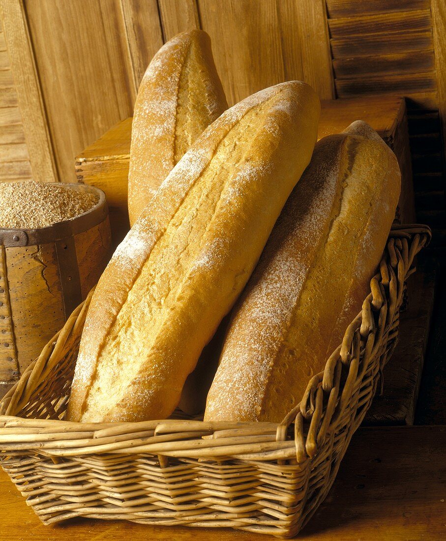 Rustic Breads in Wicker Basket