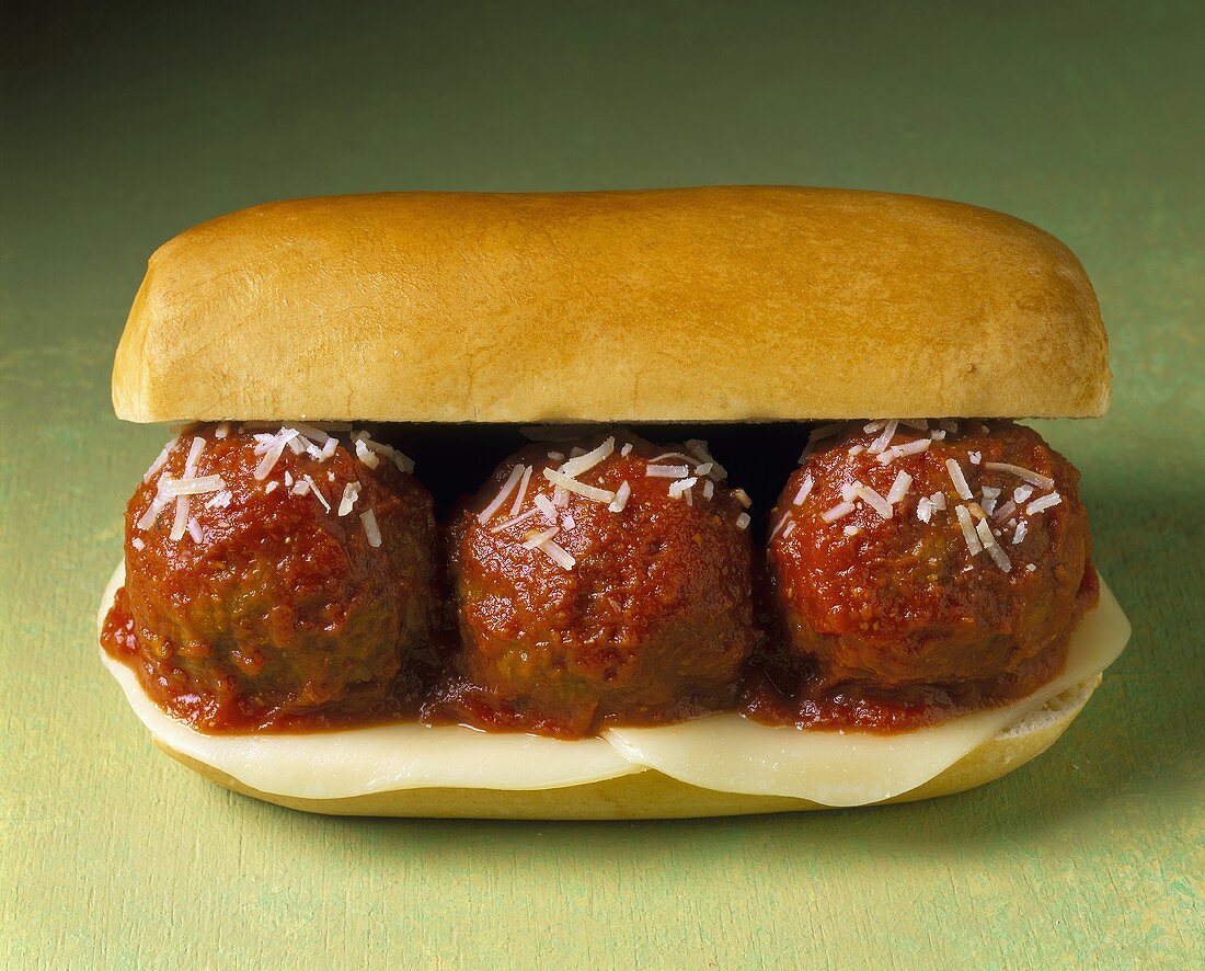 A Meatball Sub with Provolone Cheese