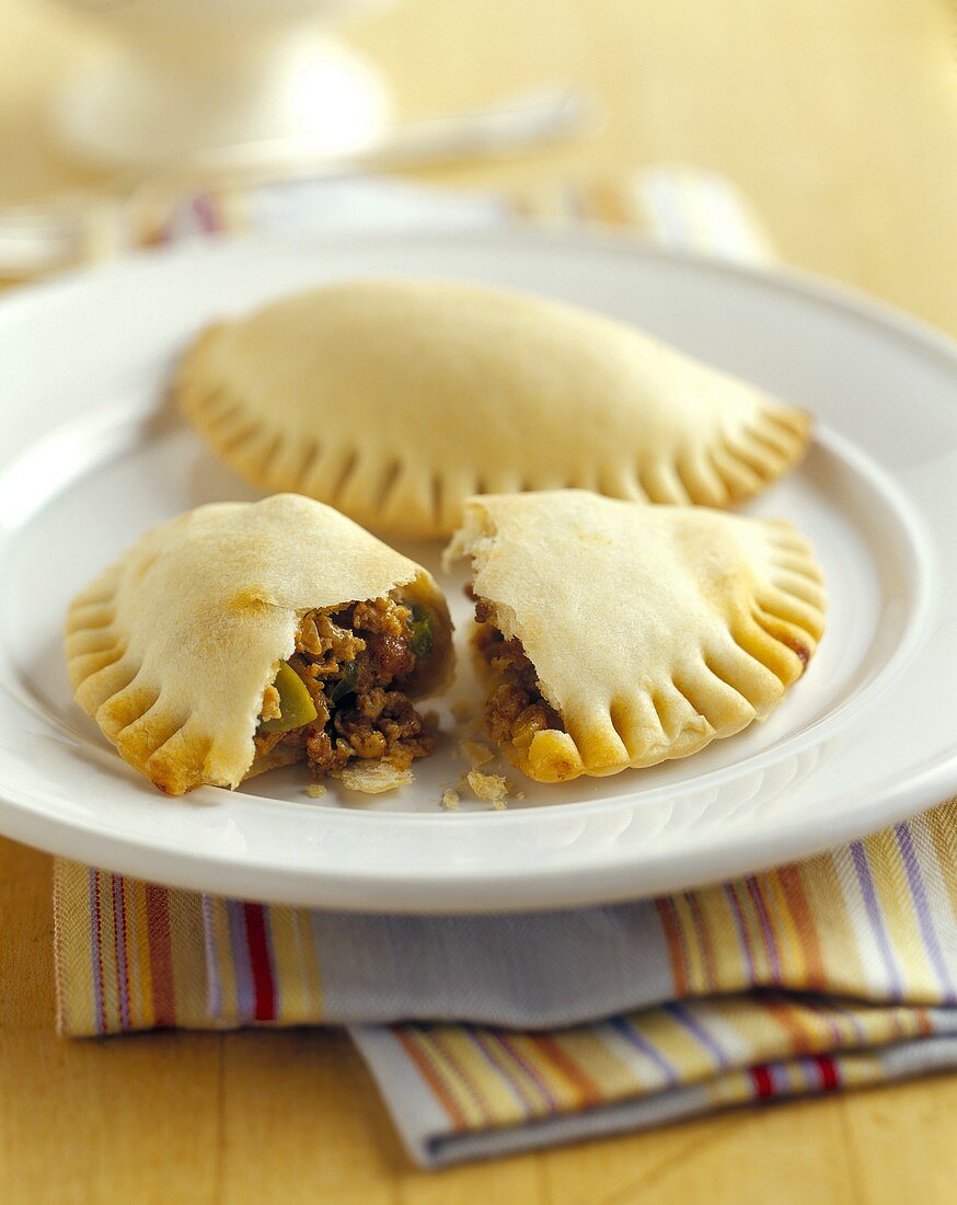Beef Pasties on a White Plate