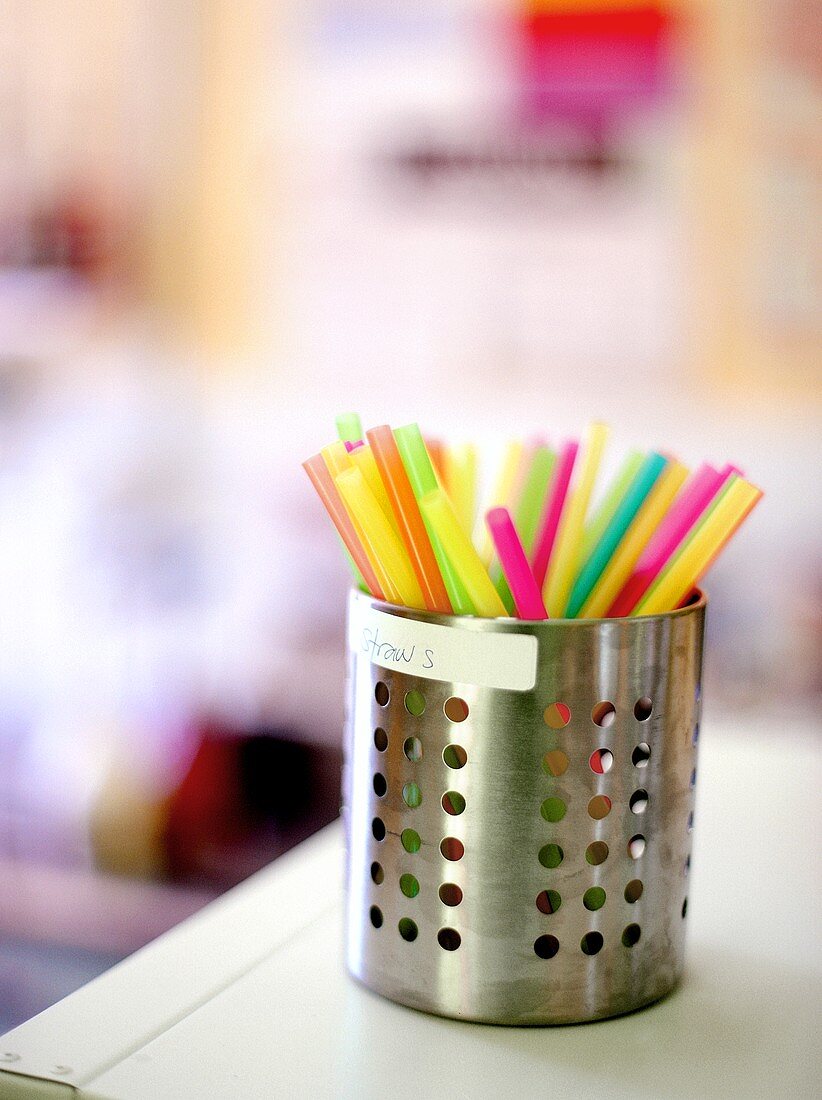 A Canister Filled with Soda Fountain Straws