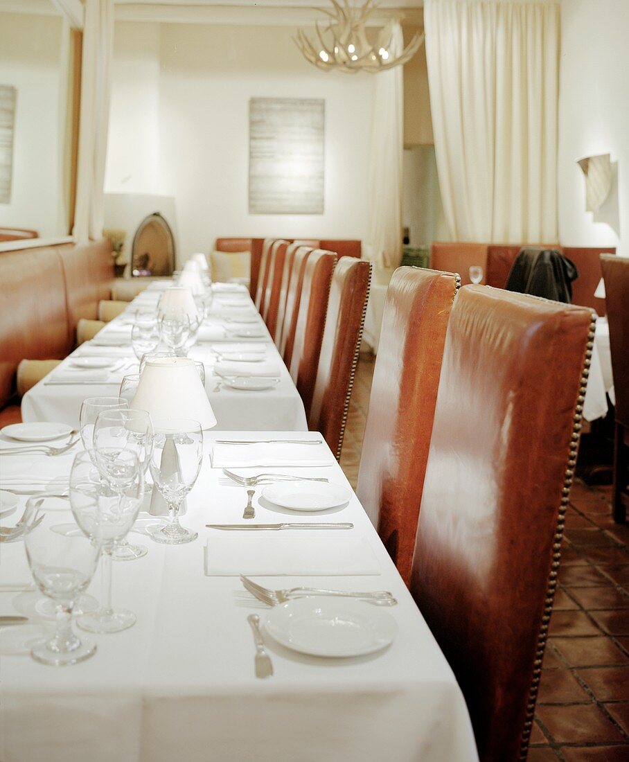 A Row of Set Restaurant Tables