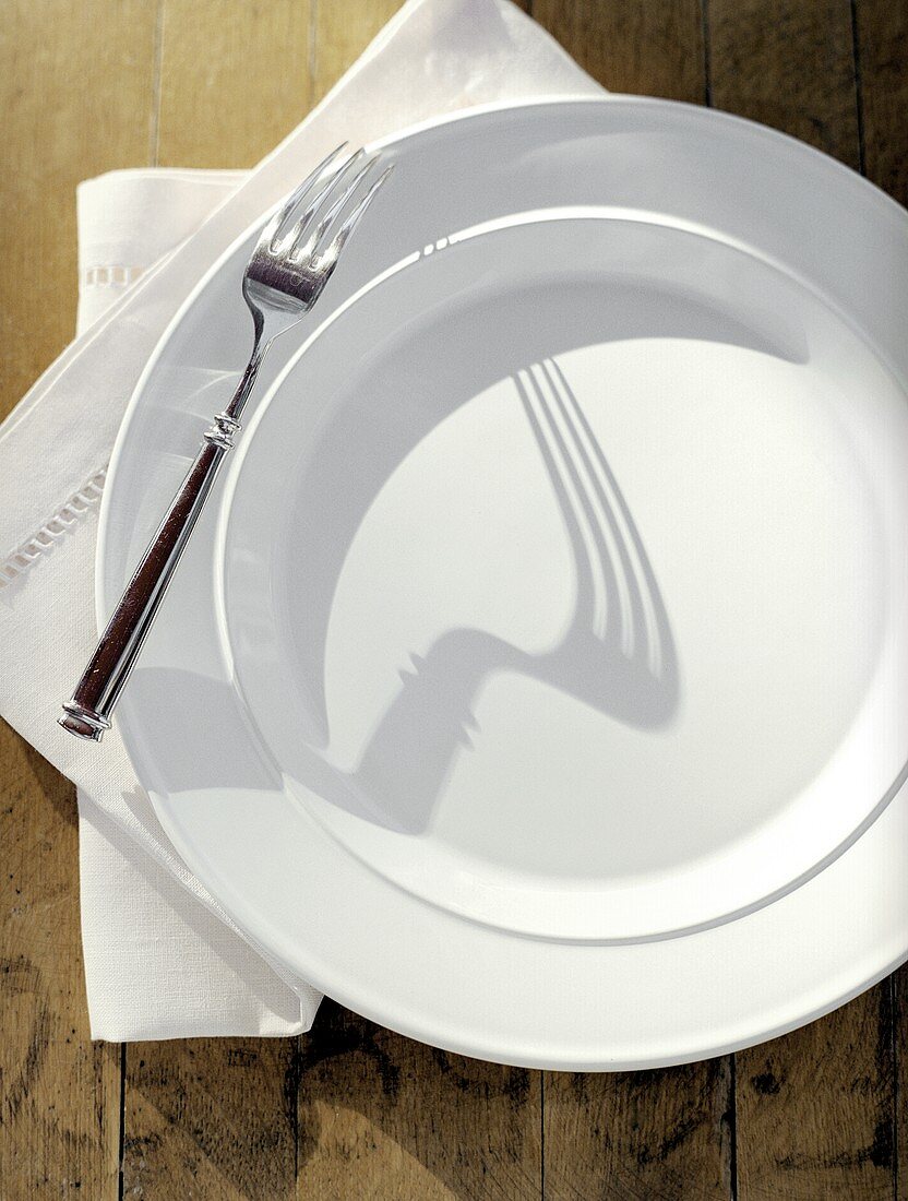 White Plate with Pink Napkin and Fork