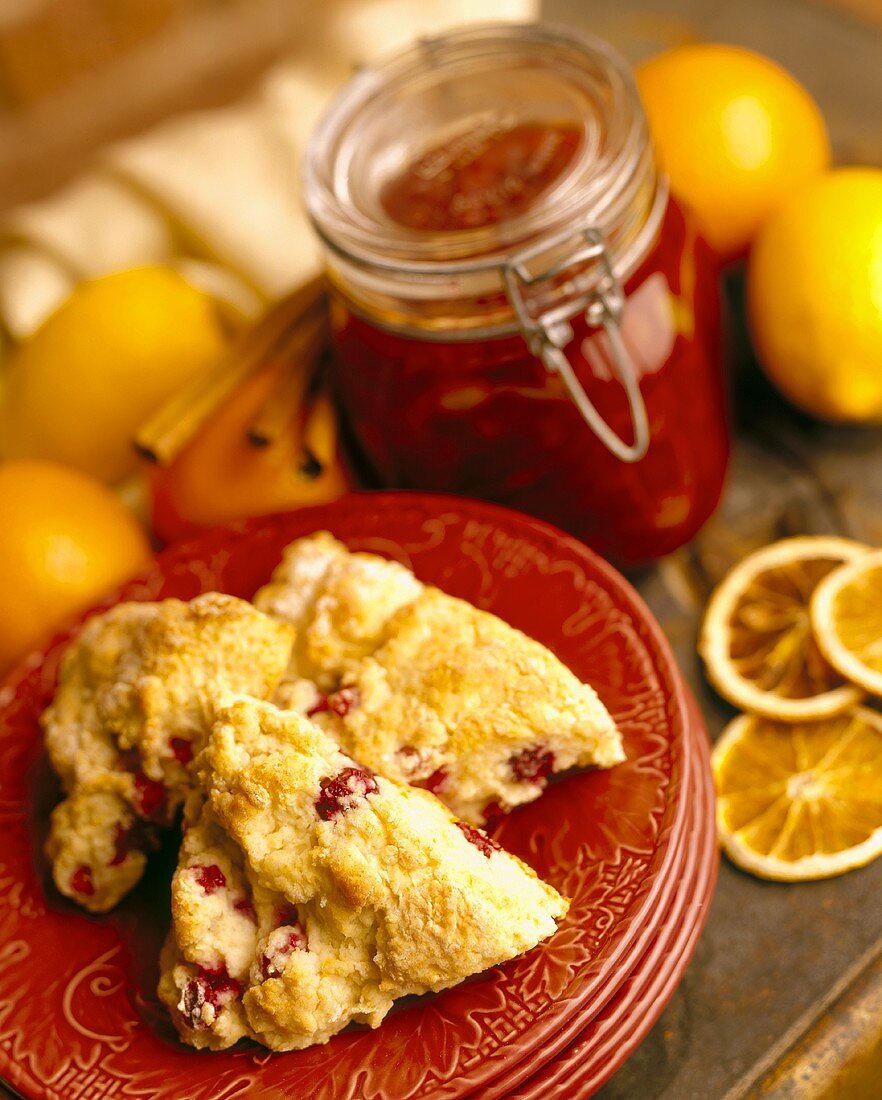 Cranberry Scones with Oranges and Jam