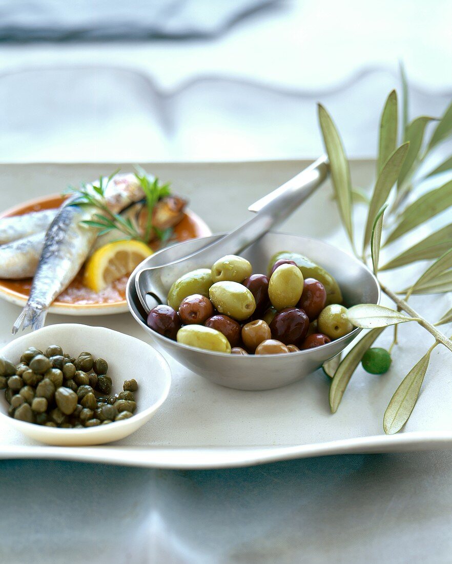 Olives, anchovies and capers