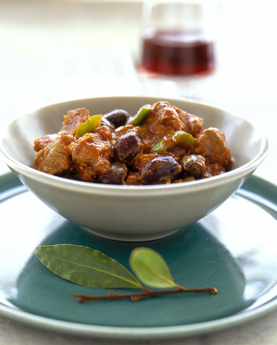 Beef ragout with olives