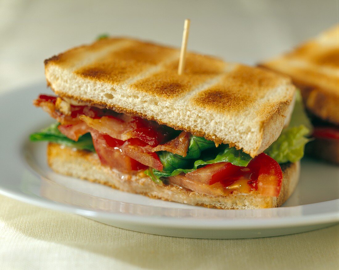 Toasted BLT sandwich with toothpick
