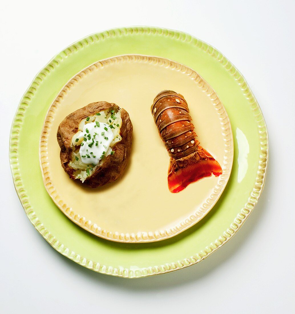 A Lobster Tail with a Baked Potato