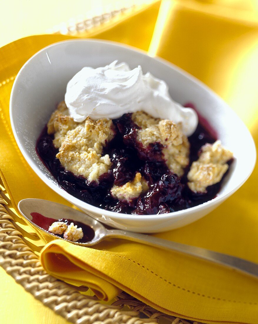 Blueberry Cobbler with Whipped Cream