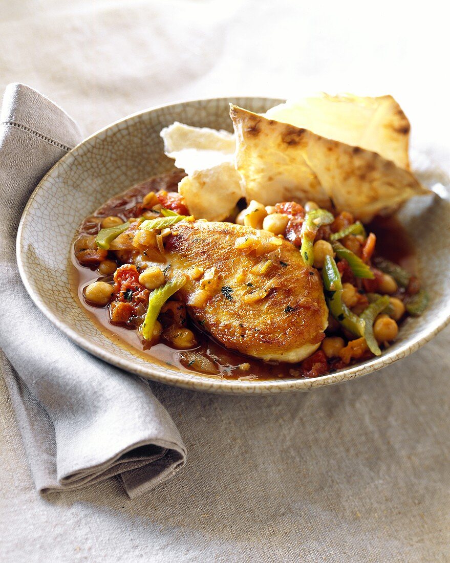 Moroccan style chicken breast with chick-peas