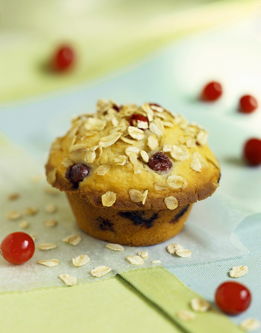 Cranberry muffin with rolled oats