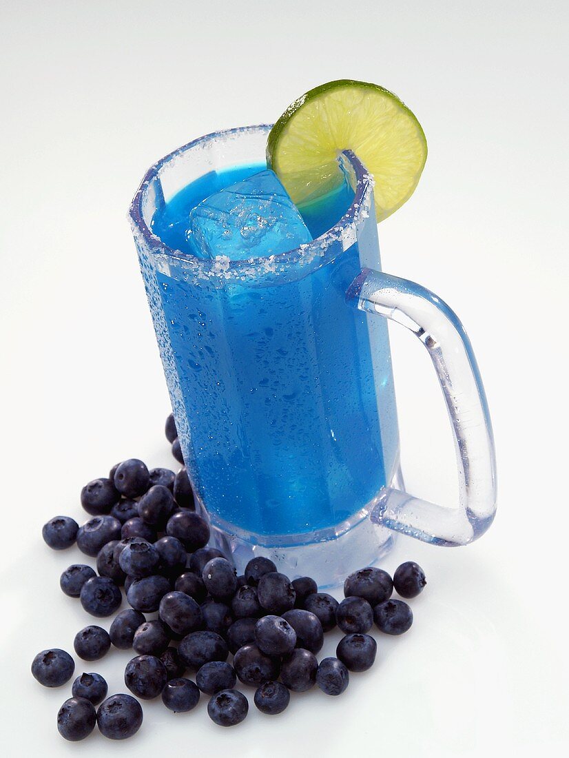 A Blueberry Margarita in a Glass Mug