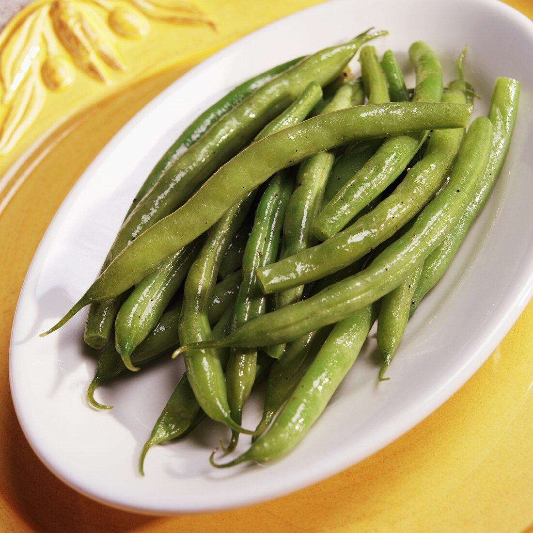 Buttered Green Beans in a Serving Dish