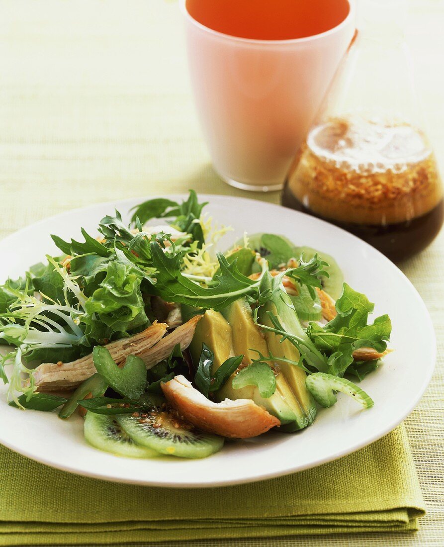 Avocado, Chicken and Kiwi Salad