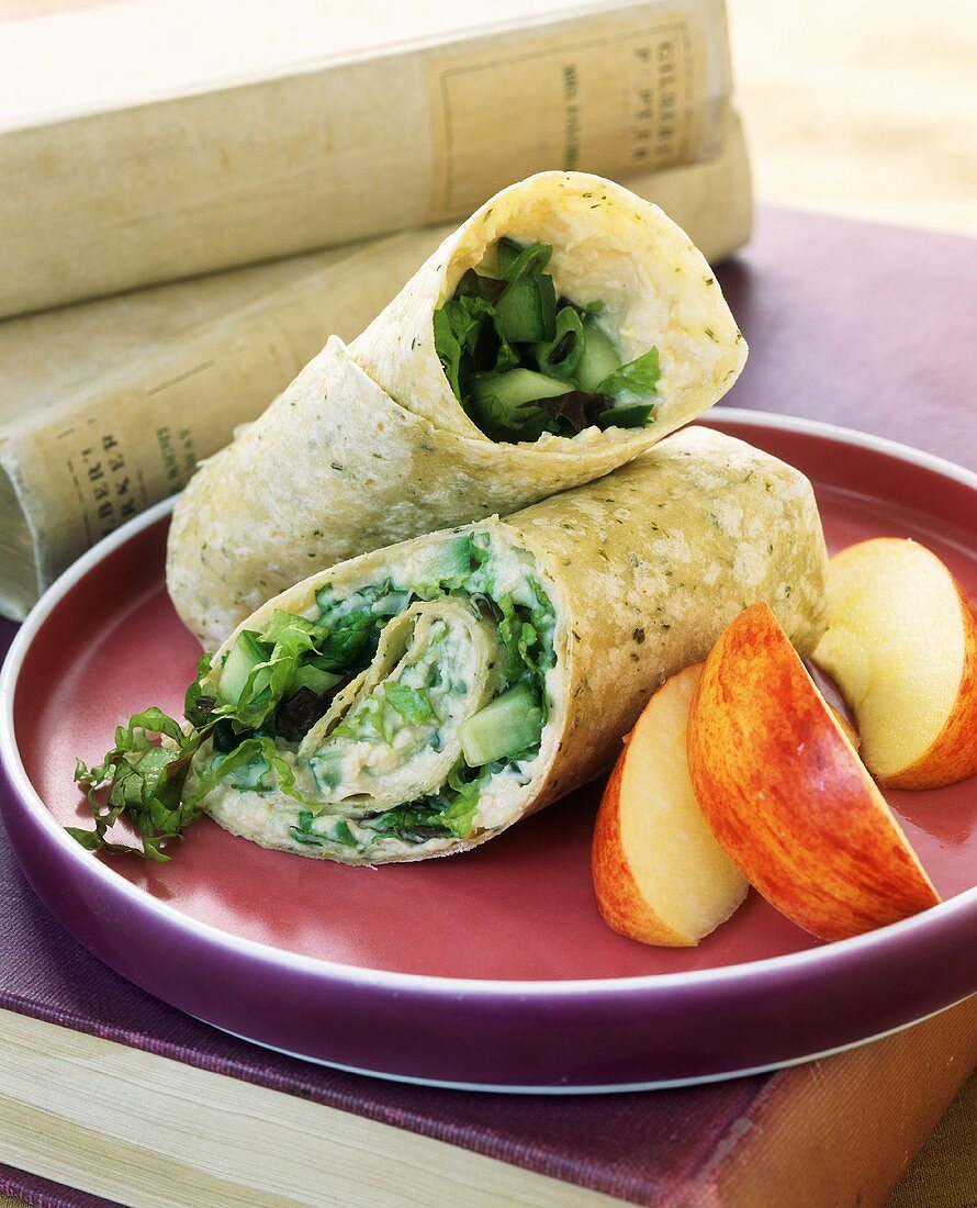 A Salad Wrap with Sliced Apples
