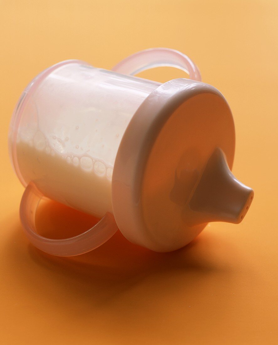 A Toddler Sippy Cup with Milk