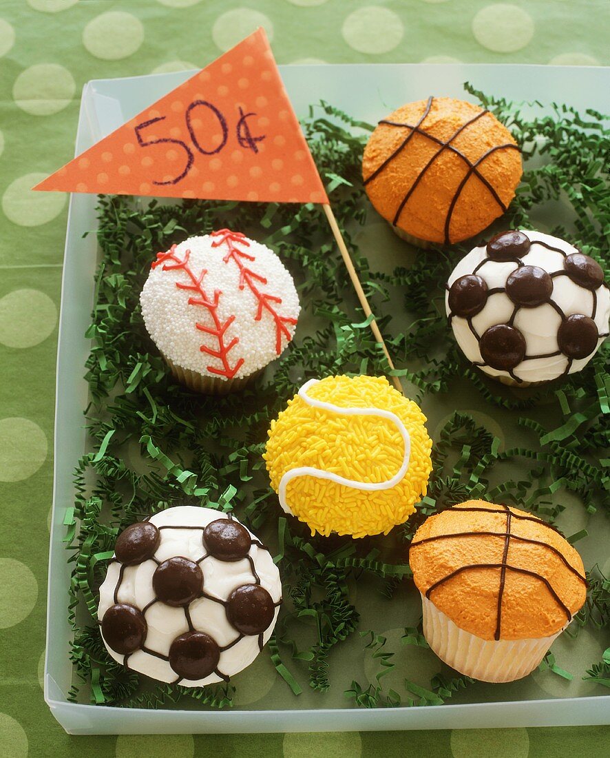 Sports Ball Cupcakes for Bake Sale