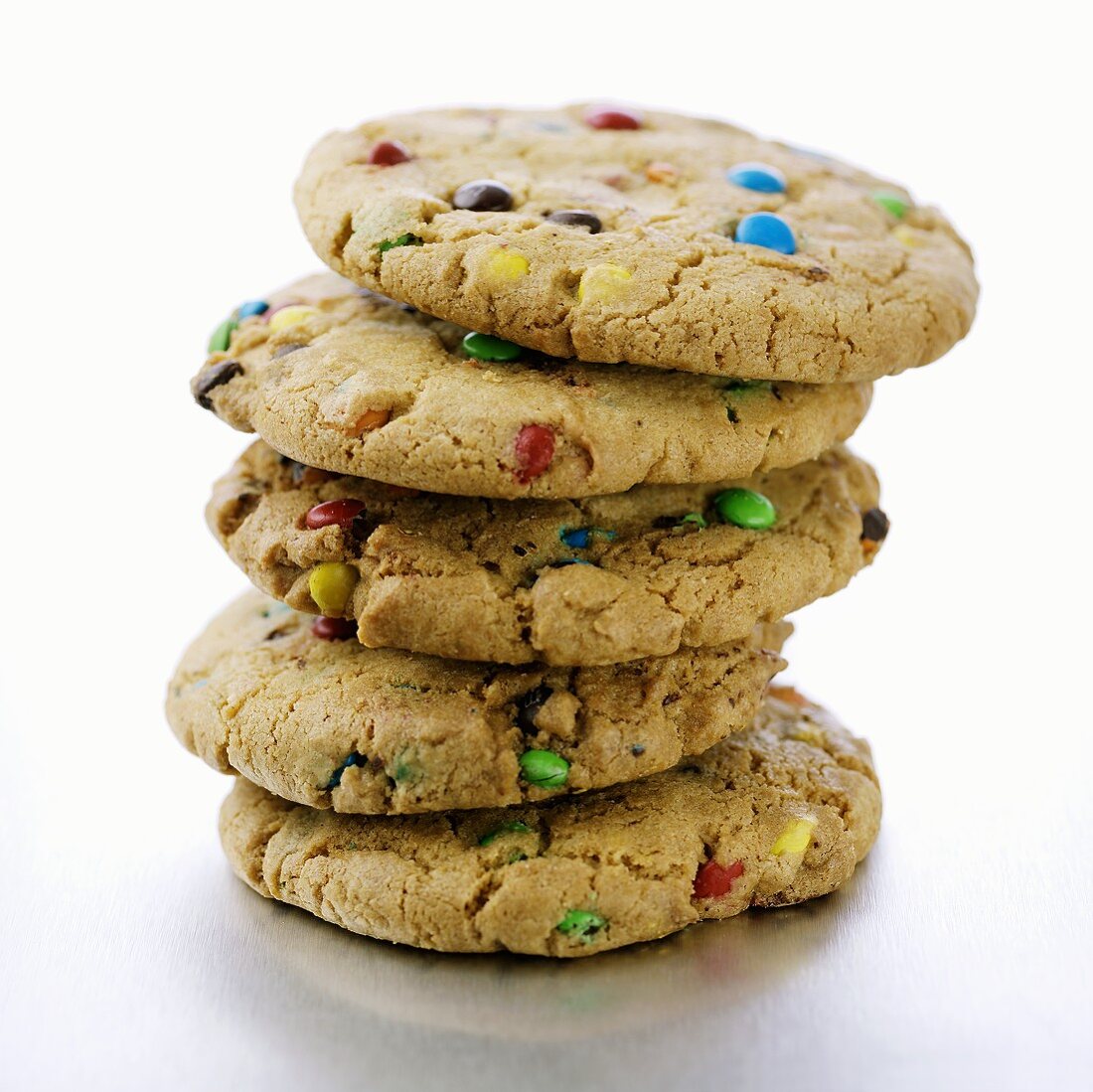 A Stack of Five M&M Cookies