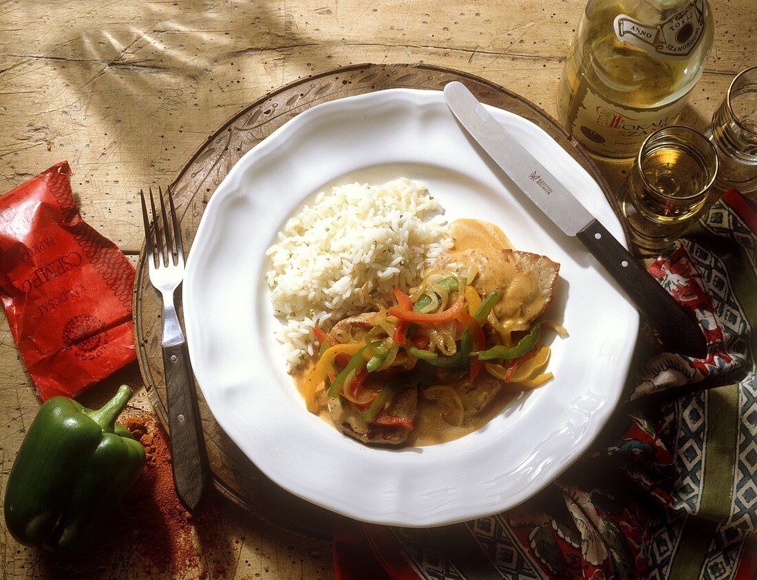 Paprika Escalope with Rice