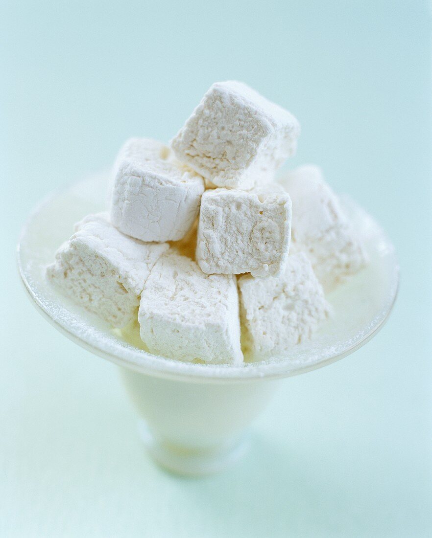 Home-made marshmallows in bowl