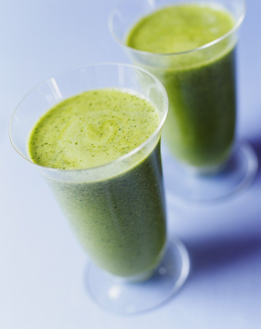 Two kiwi fruit smoothies