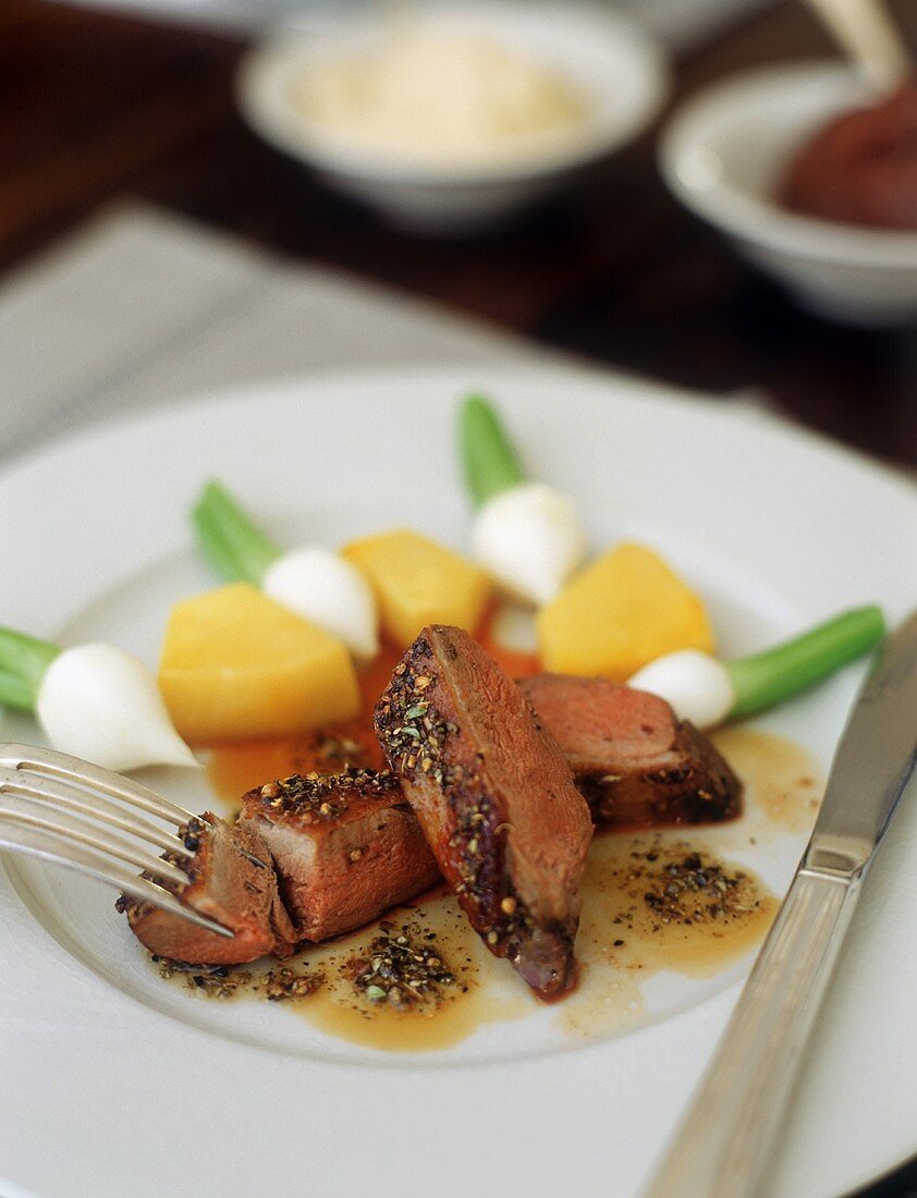 Beef fillet with vegetables