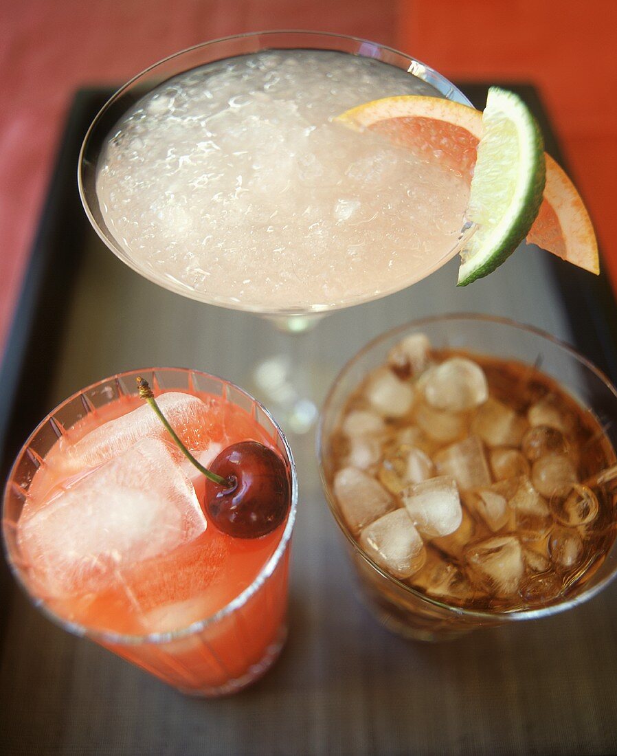 Assorted Cocktails: Cherry, Rum and Coke and Margarita