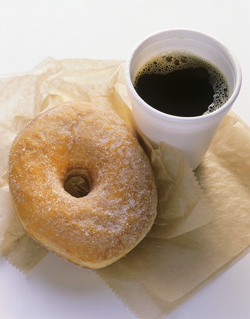 Coffee and a Sugared Donut