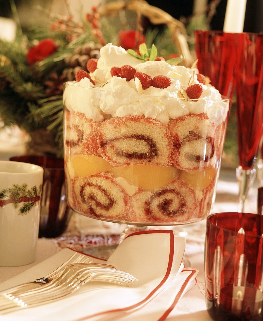 Fruit Trifle With Forks and Plates