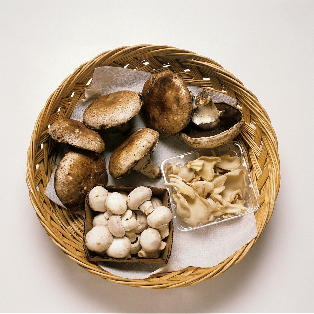 Assorted Mushrooms in a Basket