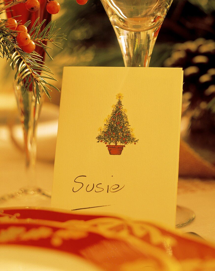 Platzkarte am weihnachtlichen Tisch (Susie)