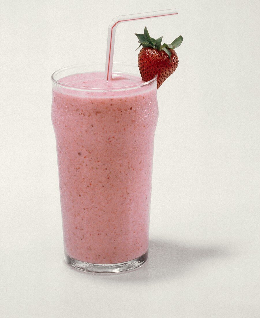 Strawberry Smoothie with a Straw