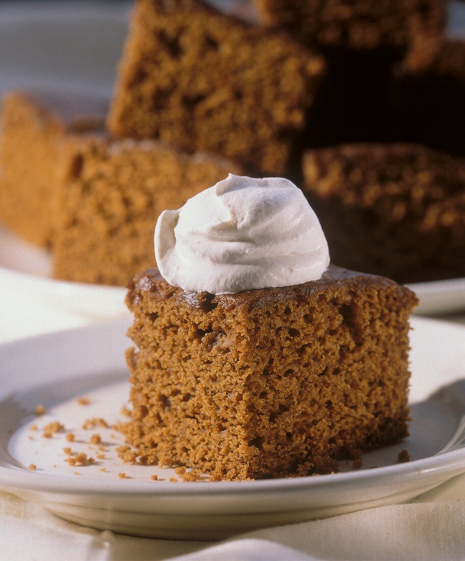 A Piece of Gingerbread with Whipped Cream