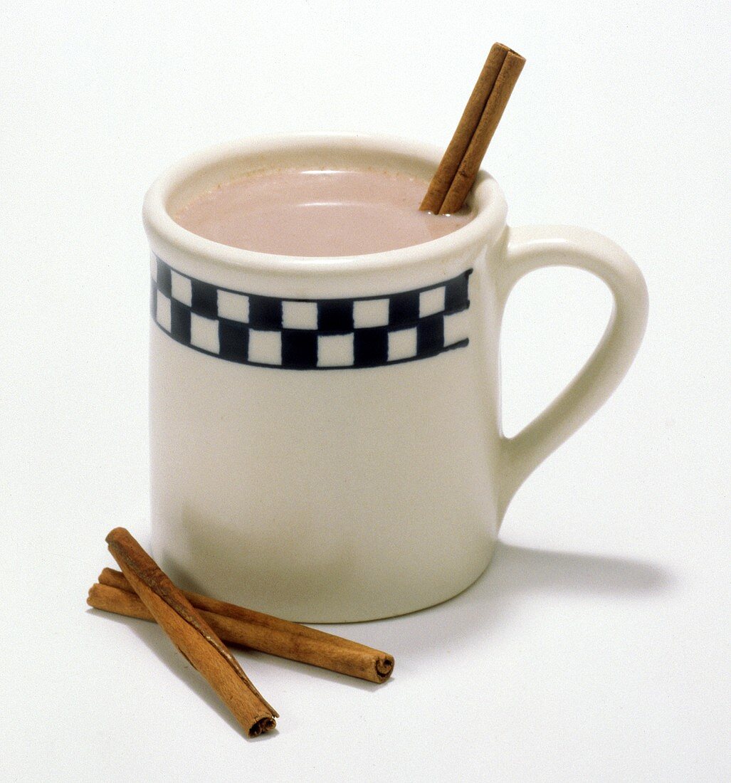A Mug of Hot Chocolate with Cinnamon Sticks