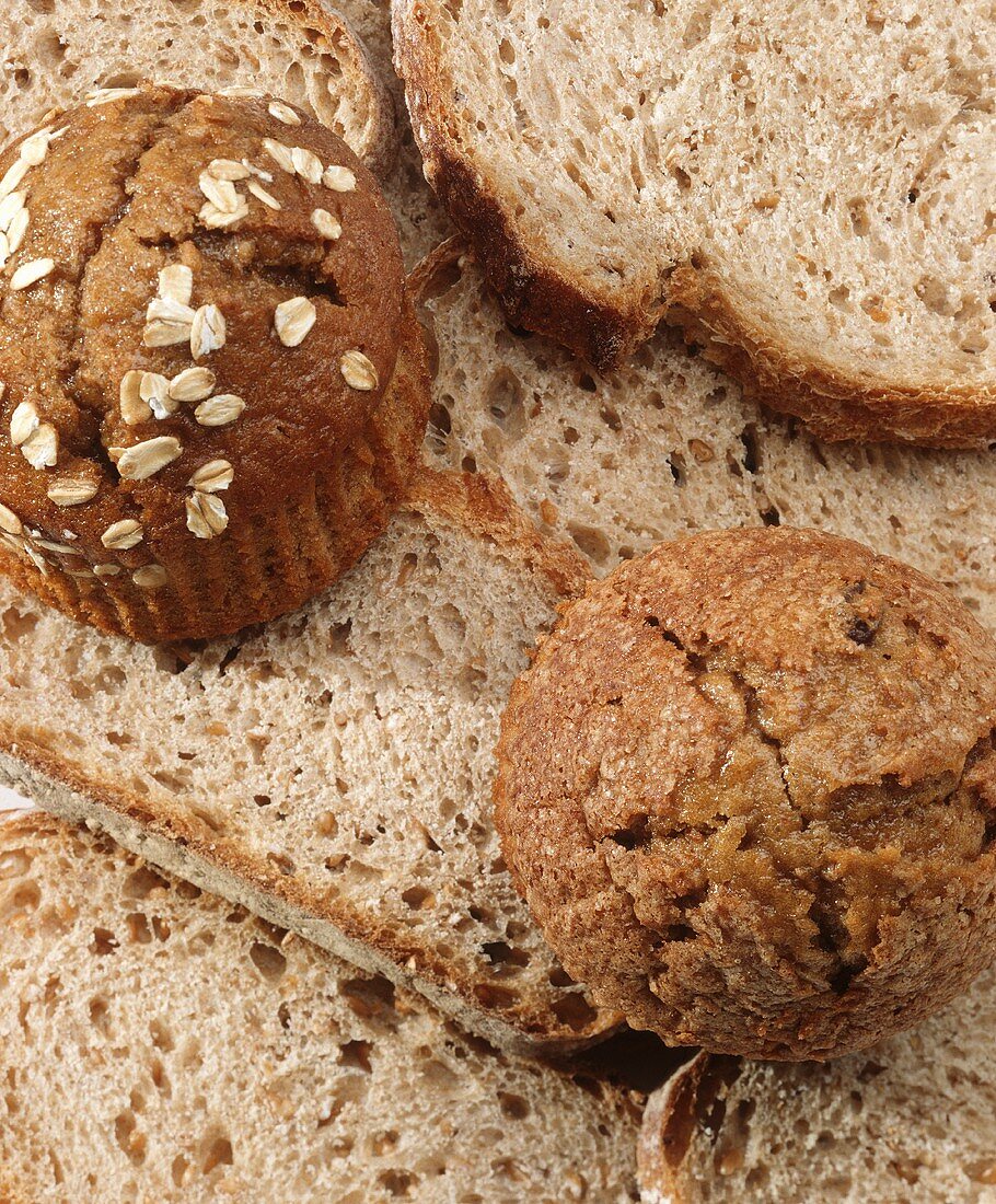 Whole grain Bread Slices and Muffins