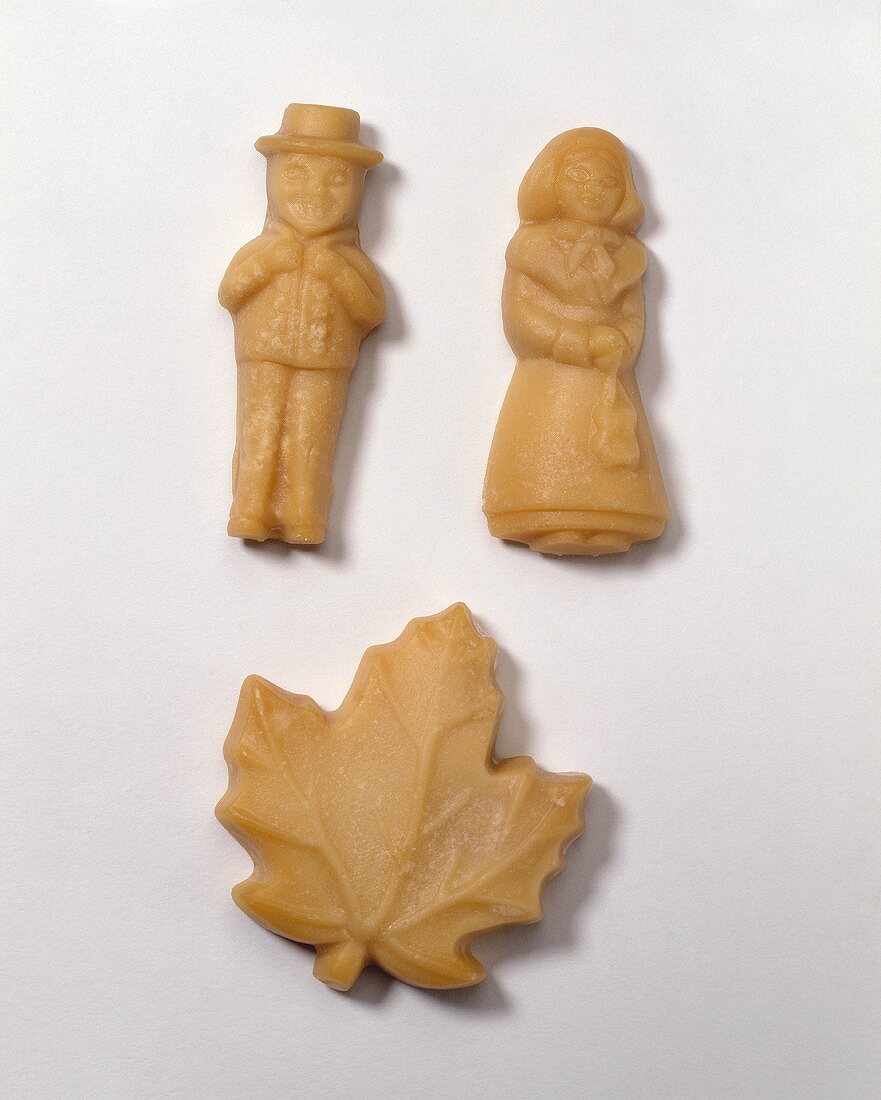 Maple Sugar Candy Molded into People and a Leaf
